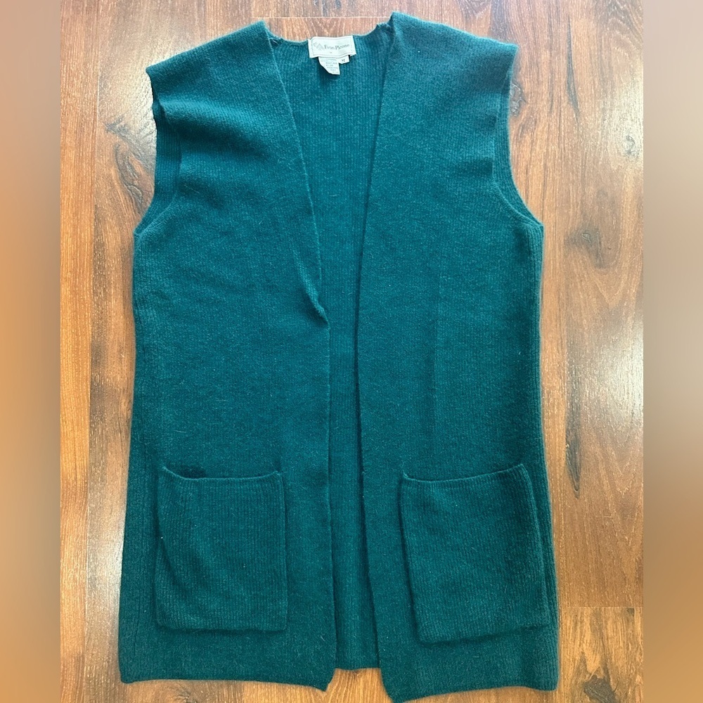 Evan Picone Vintage sleeveless Lambswool Angora blend open front cardigan Sz M